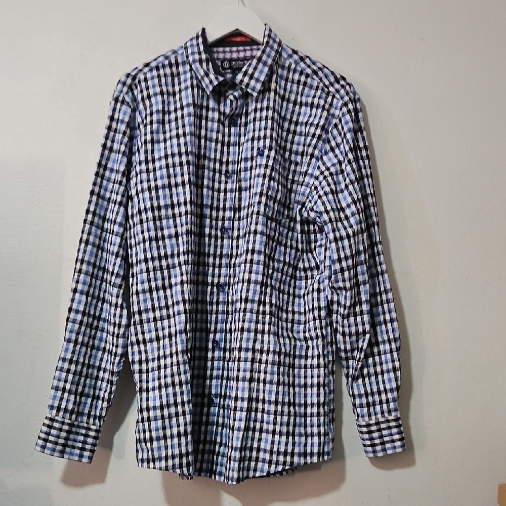 Akademiks Black and White Plaid Button Down Shirt